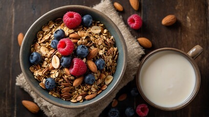 Delicious Granola Bowl with Berries and Almonds: A Healthy and Flavorful Breakfast
