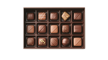Obraz premium Assorted Chocolate Box Top View with Various Delicate Designs