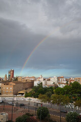 Double rainbow over the city