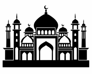 mosque silhouette, mosque vector illustration,islamic mosque