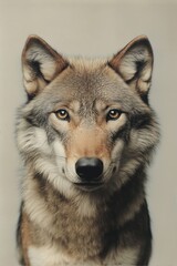 Fototapeta premium Majestic Wolf Portrait Capturing the Essence of Nature's Wild Beauty