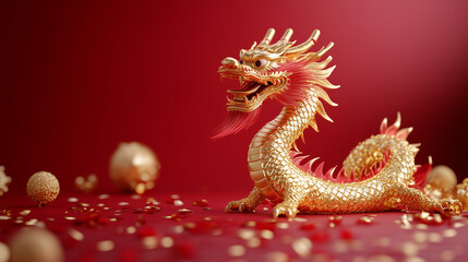 Obraz premium golden dragon statue, Chinese New Year 