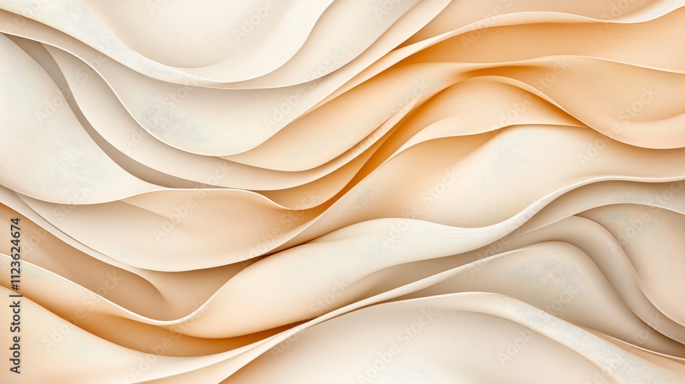 Poster abstract waves in soft beige and cream hues create a serene and elegant backdrop, perfect for modern
