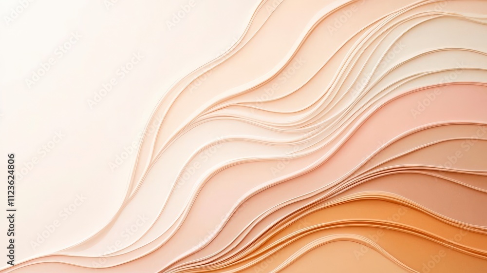 Poster abstract wavy lines in soft beige tones create a soothing and modern background ideal for design, we