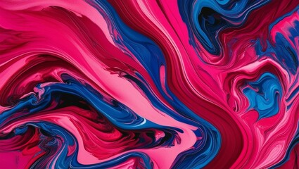 Obraz premium Abstract Fluid Art with Swirling Pink, Red, and Blue Hues – Vibrant and Dynamic Composition for Creative Backgrounds