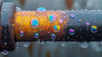 Gas leak at home. Inflating bubbles of soap mixture applied to the threaded joint on the gas pipe indicate a gas leak. Preventing a gas explosion disaster.