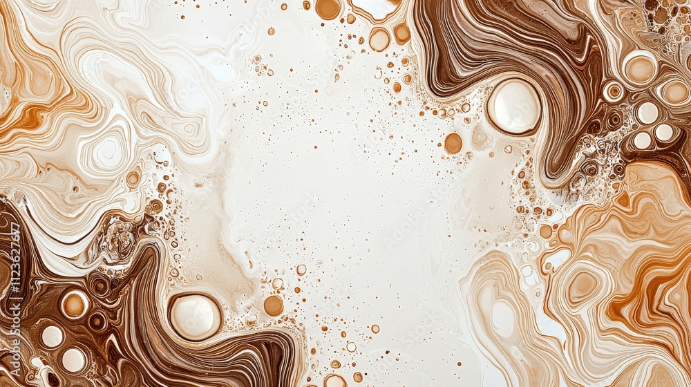 Poster an abstract design featuring swirling patterns in earthy tones of brown and cream, creating a visual
