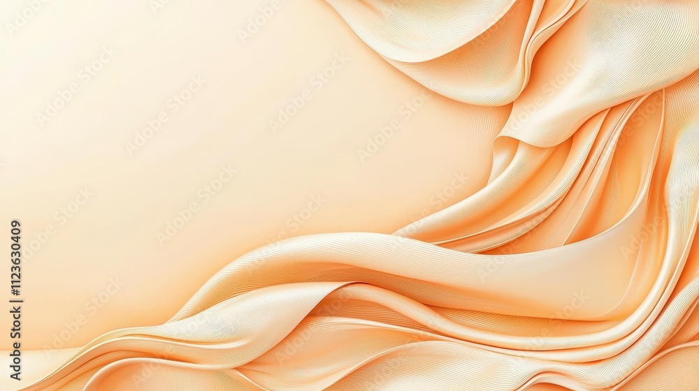 Poster an elegant background featuring flowing cream-colored fabric, creating a smooth and soft texture, pe