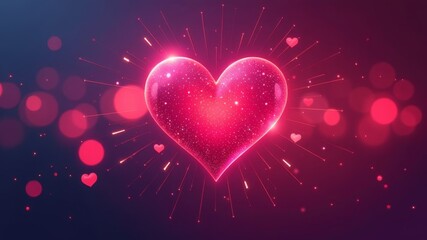 A vibrant abstract design featuring hearts connected by lines, mixed colours and bokeh effect for a modern romantic feel.