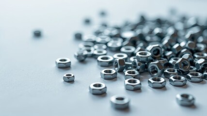 background of many scattered metal nuts