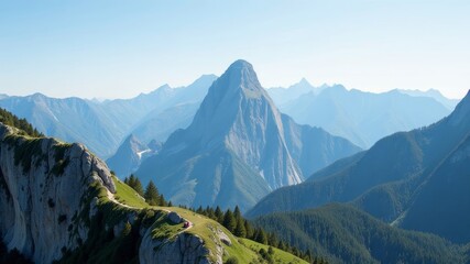 Fototapeta premium View from above of a gorge among mountain ranges