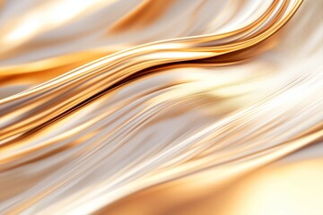 Obraz premium luxurious golden silk fabric with a rich, glossy sheen, intricately folded and draped to create soft, fluid waves and highlights. 