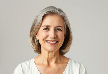 Fototapeta premium Half-length portrait of a middle-aged woman with a gentle smile