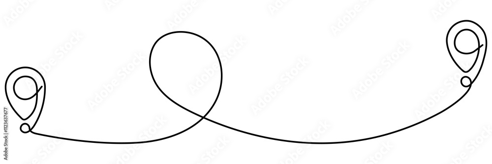 Poster location markers path continuous line drawing. travel destination concept. gps navigation symbol. ve