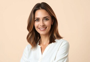 Obraz premium Half-length portrait of a woman with neutral expression