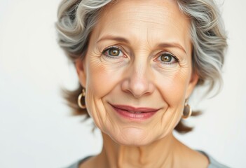 Naklejka premium Half-length portrait of a middle-aged woman with a gentle smile