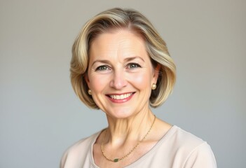 Fototapeta premium A warm and gentle half-length portrait of a middle-aged woman