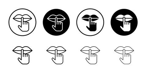 Please do quite pssst icon logo sign set vector outline