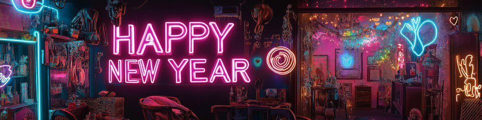 Happy New Year in Neon Lights