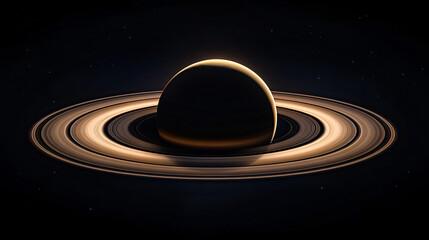 Fototapeta premium A majestic view of Earth through the rings of Saturn, with sunlight casting shadows on the rings.