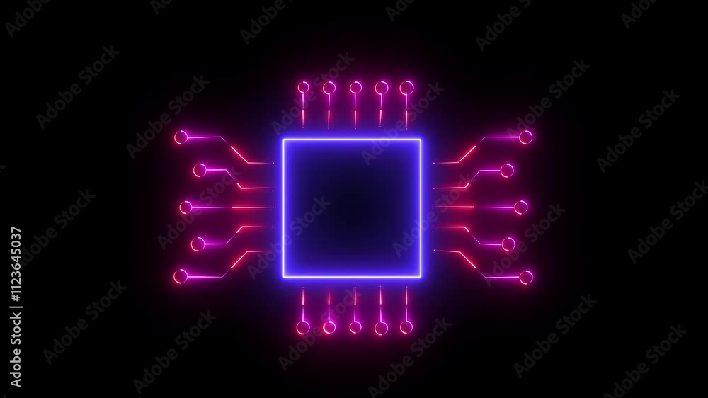 Poster animated circuit board technology background, pcb with free copy space for text or logo. alpha chann