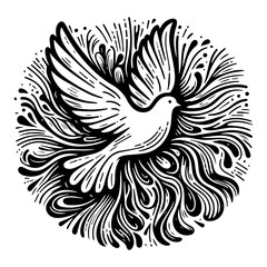 Obraz premium bold and artistic dove with radiant floral patterns