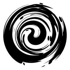 line art illustration of a swirling vortex pattern – black vector