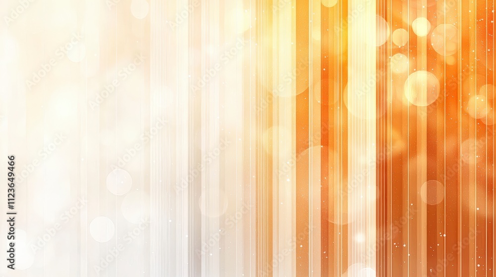 Poster a vibrant gradient background with vertical stripes in warm orange and soft white tones, featuring a