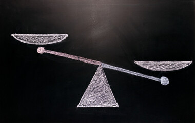 comparison mock up, scale drawn with chalk on black board, copy space for writing. ideal for...