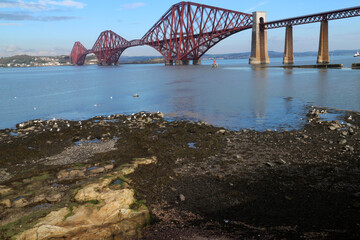 Obraz premium Forth Rail bridge viewed from South Queensferry - Edinburgh - Midlothian - Scotland - UK