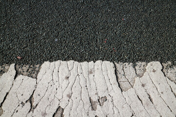 White painted line on the tarmac - Pedestrian lane - Forth Road Bridge - Scotland - UK