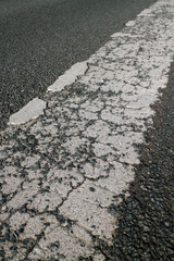 White painted line on the tarmac - Pedestrian lane - Forth Road Bridge - Scotland - UK