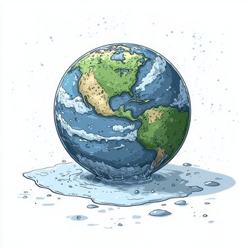recommend clip art: Climate change, global warming - a depiction of the world, a graphic showing the earth melting.