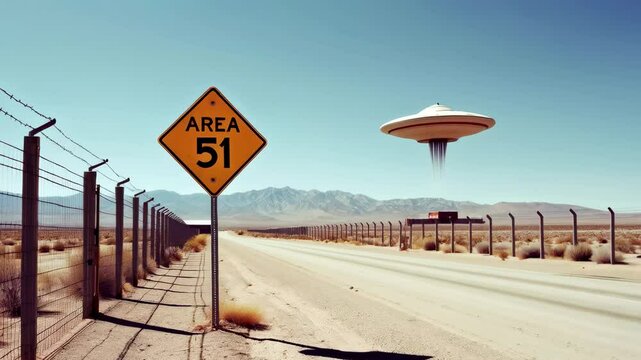 Unidentified Flying Object Approaching Secure Area 51 in the Middle of the Desert