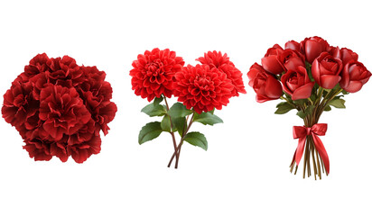 Photorealistic Red Rose Bouquet Isolated on White Background