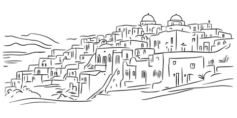 Fototapeta premium artistic sketch of european old town in minimalist style – black vector