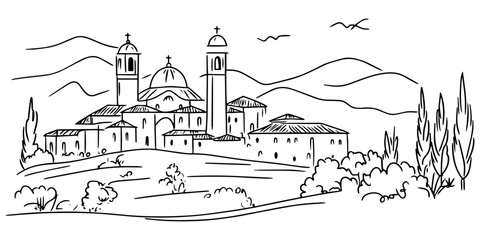 Obraz premium minimalist greek architecture artwork – vector set