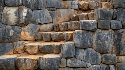 Ancient Stone Wall with Staircase