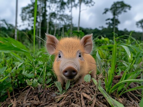 A critically endangered Pygmy Hog (Porcula salvania) is being cared for at the Nameri conservation center.