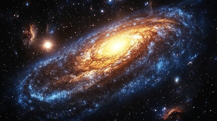 Obraz premium Stunning galaxy with swirling stars and vibrant colors.