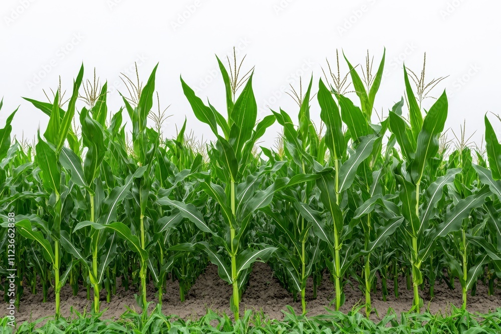 Poster solar panels installed in a cornfield represent an alternative source of electricity, embodying the 