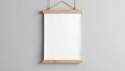 Minimalist blank canvas hanging on a wall, inviting creativity and artistic expression in a clean,...