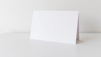 Blank card awaits creative expression in a minimalist setting with soft lighting and a clean backdrop