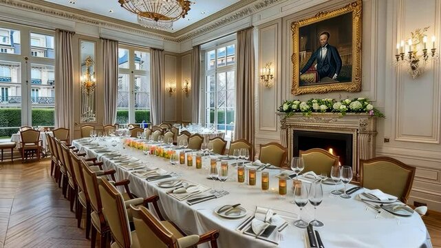 Elegant Dining Room, Parisian Grandeur: A Luxurious Table Setting