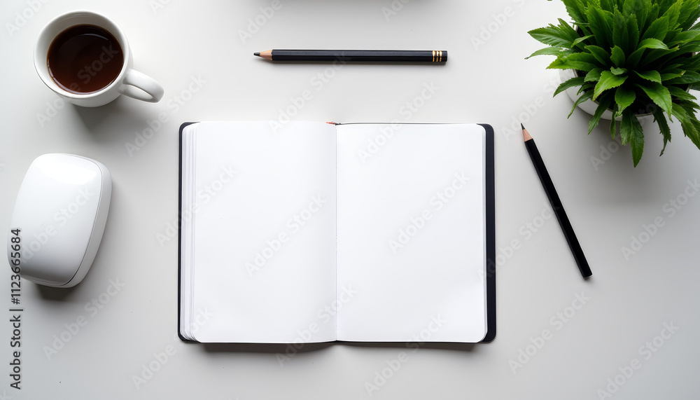 Poster creative workspace filled with inspiration and potential for artistic expression in a bright setting