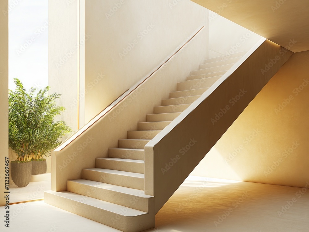 Poster modern open riser staircase features a sleek scandinavian design, blending elegance and simplicity i