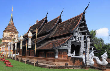 Wat Lok Moli on a sunny day in Chiang Mai, Thailand