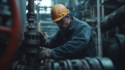 Fototapeta premium Industrial engineers are working and discussing in front of an oil and gas industry plant