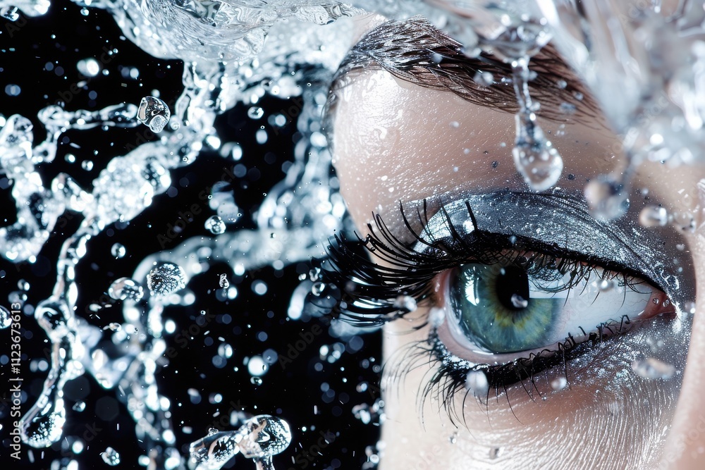 Poster captivating water splash capturing dynamic movement and energy against a dark background