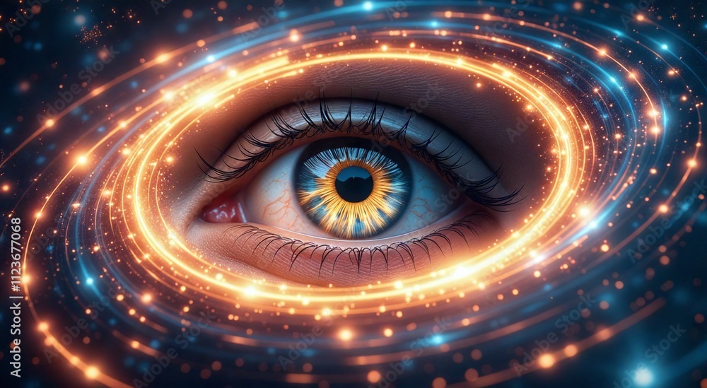 Wall mural exploring the depths of consciousness through the enchanting gaze of a cosmic eye in a mystical univ
